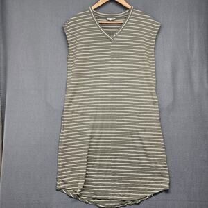 J Jill Dress Small Green Shift Pima Cotton Blend Sleeveless Pockets Stretch